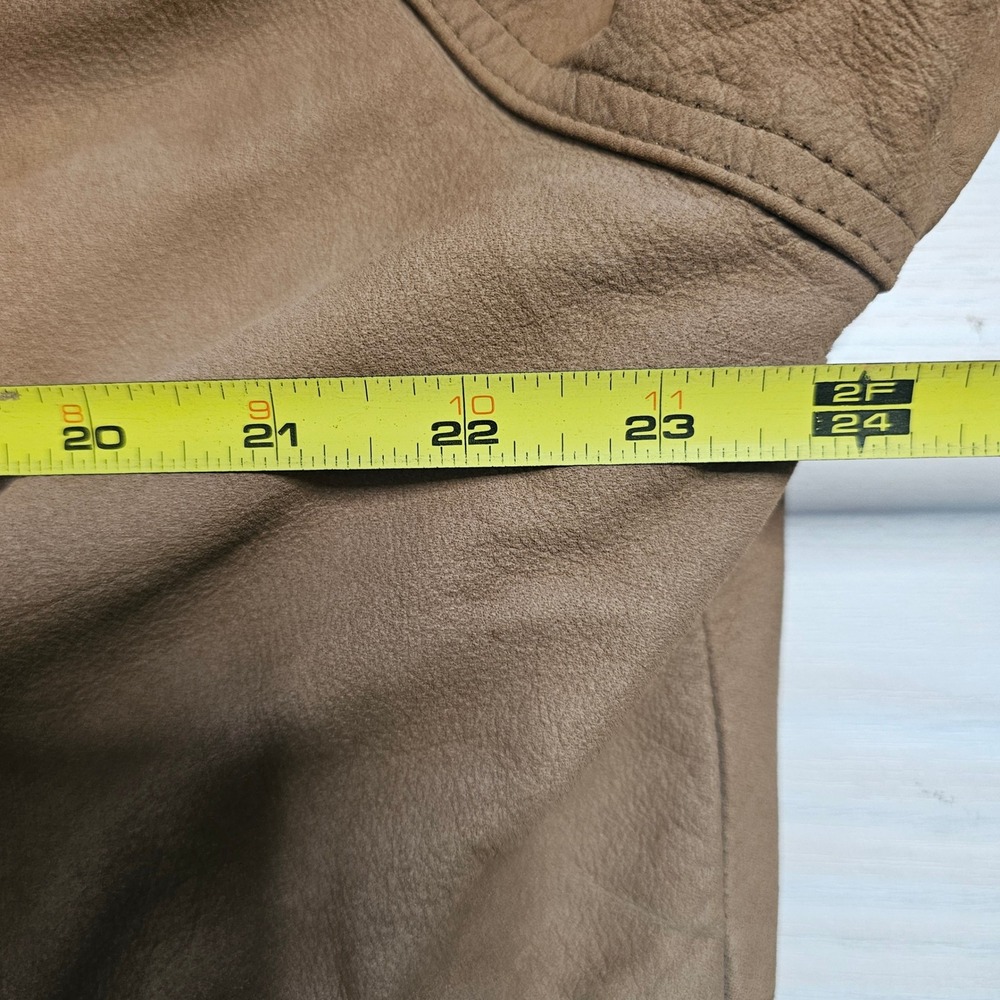 VTG Merit Awards Mens XL Suede Tan Leather Chore Jacket Flannel Lining Barn Coat - Picture 8 of 11